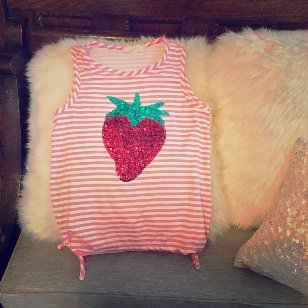 Striped tank with side ties, sequins